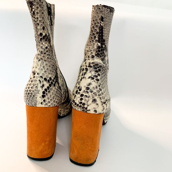 Shelly London snake print block heel tan boots 39 - Picture 2 of 7